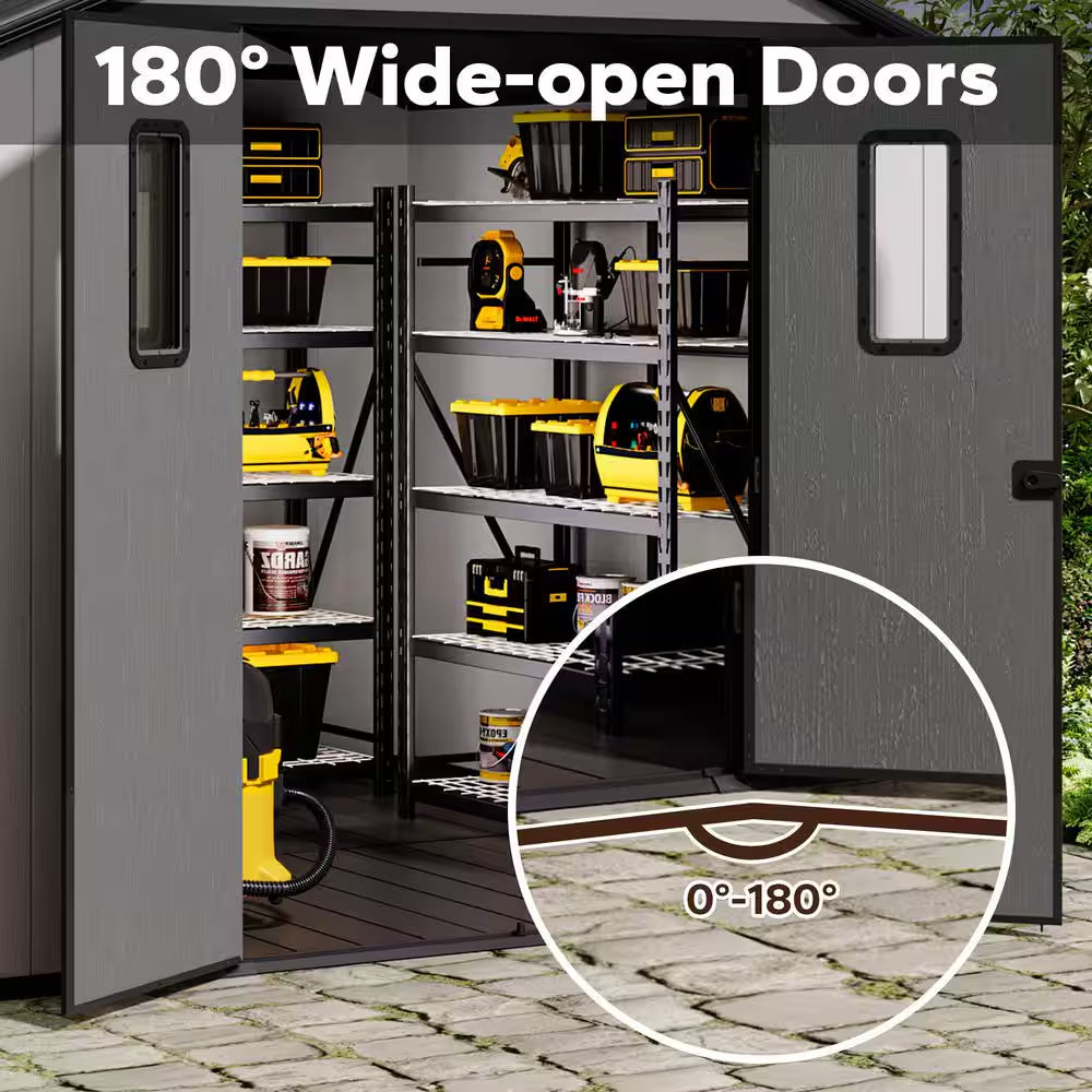 6 Ft. X 8 Ft. Durable Resin Garden Outdoor Storage Shed with Reinforced Floor and Lockable Door (48 Sq. Ft.)