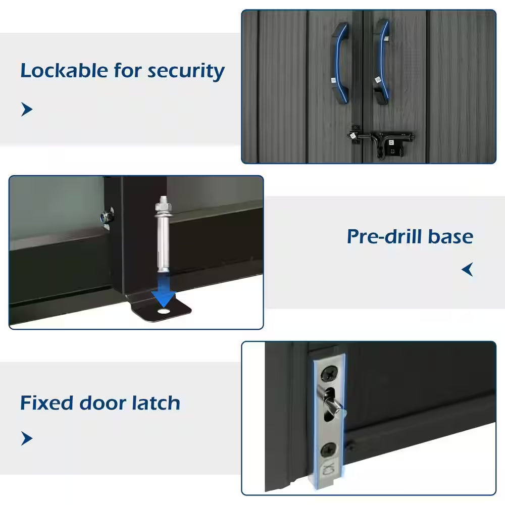 8 Ft. W X 8 Ft. D Resin Outdoor Storage Shed with Floor, Windows, Vents, and Lockable Door