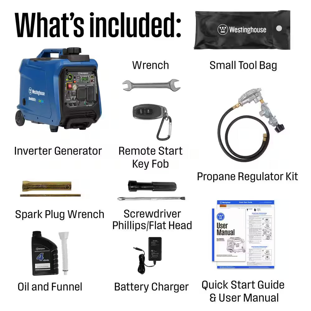 4,000-Watt Gas and Propane Powered Portable Inverter Generator with Remote Electric Start, LED Data Center