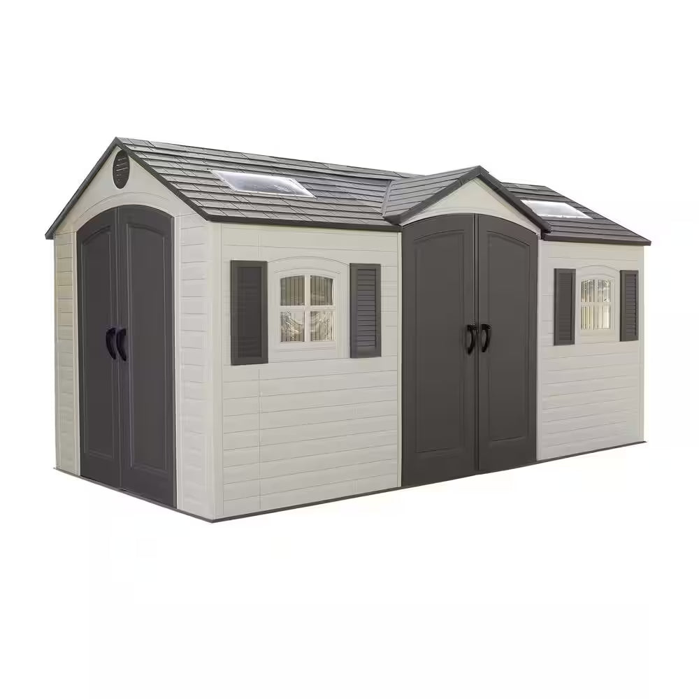 15 Ft. X 8 Ft. Resin Double Door, Dual Entry Storage Shed (109 Sq. Ft.)