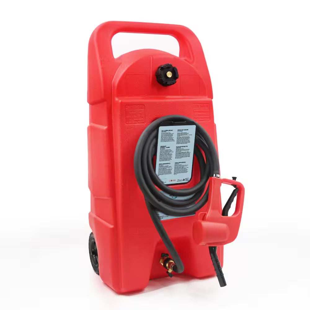 15 Gallon Gas Caddy with Wheels, Fuel Transfer Tank Gasoline Diesel Can for Automobiles ATV Car Mowers Tractors Boat