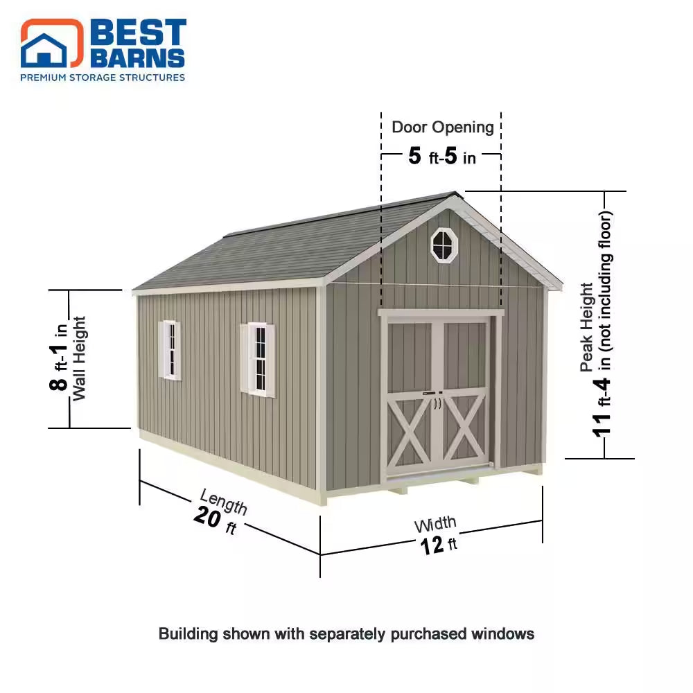 Shedquarters 12 Ft. X 20 Ft. Wood Shed Kit with Sliding Door and Tons of Space (240 Sq. Ft.)