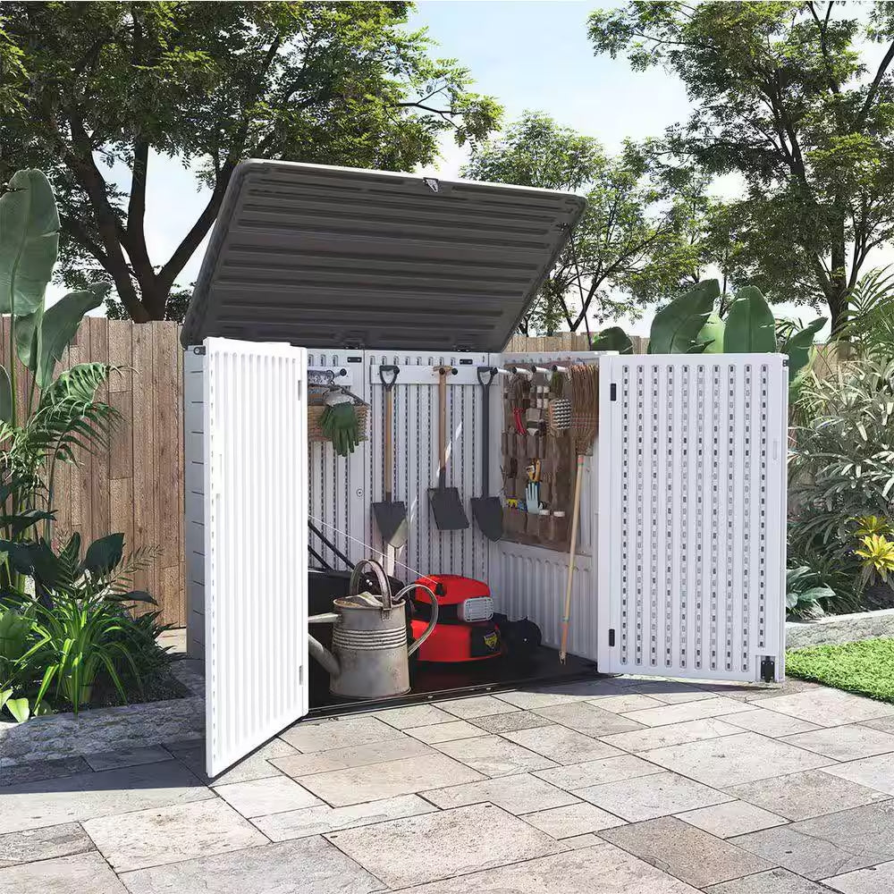 4 Ft. 5 In.W X2 Ft. 10.3 In.D X3 Ft. 11 In.H Large Plastic Resin Outdoor Storage Cabinet Shed,Coverage Area 12.67 Sq.Ft.