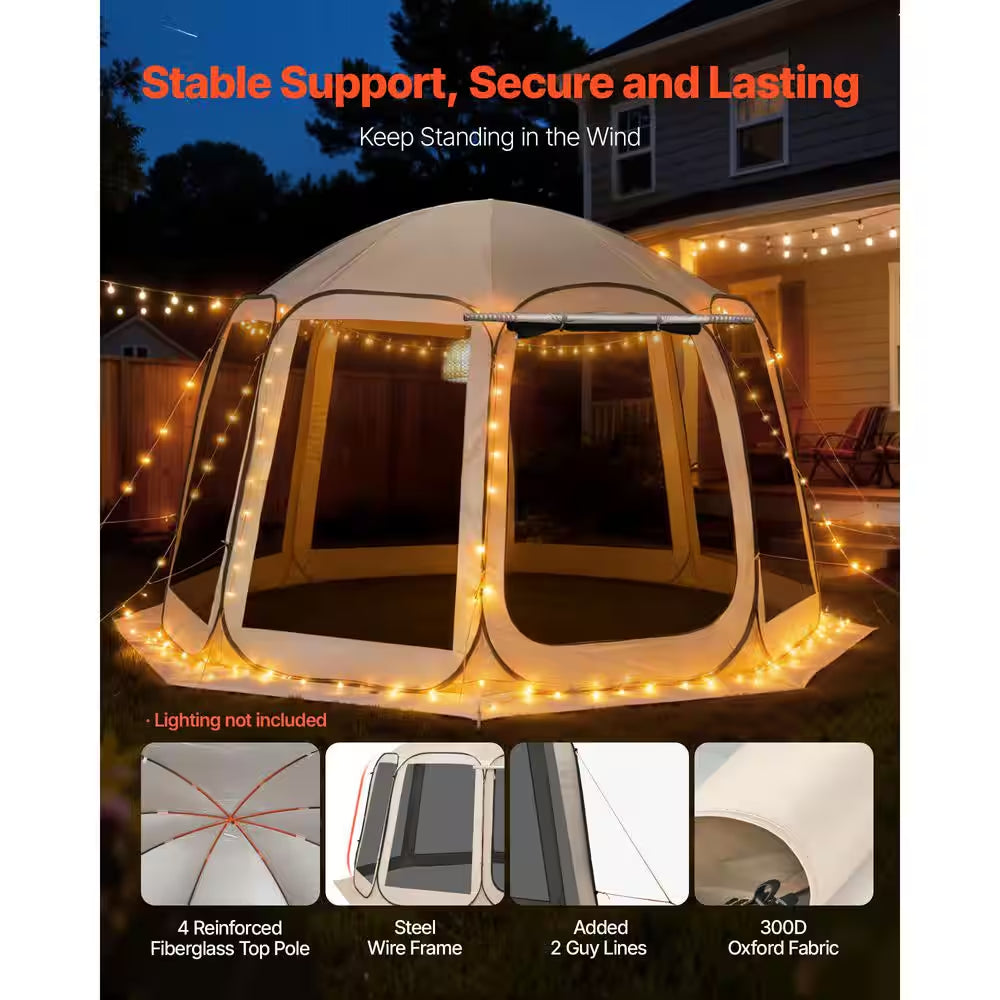 Screen House Tent, Portable Screened in Canopy with Carry Bag, 12 X 11 Ft. 10-12 Person Pop up Screen Tent with Awning