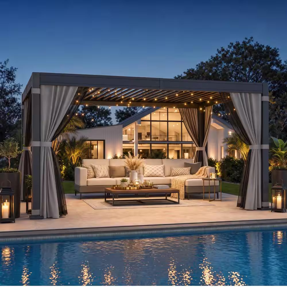 10 Ft. X 12 Ft. All-Weather Aluminum Pergola with Adjustable Louvered Roof
