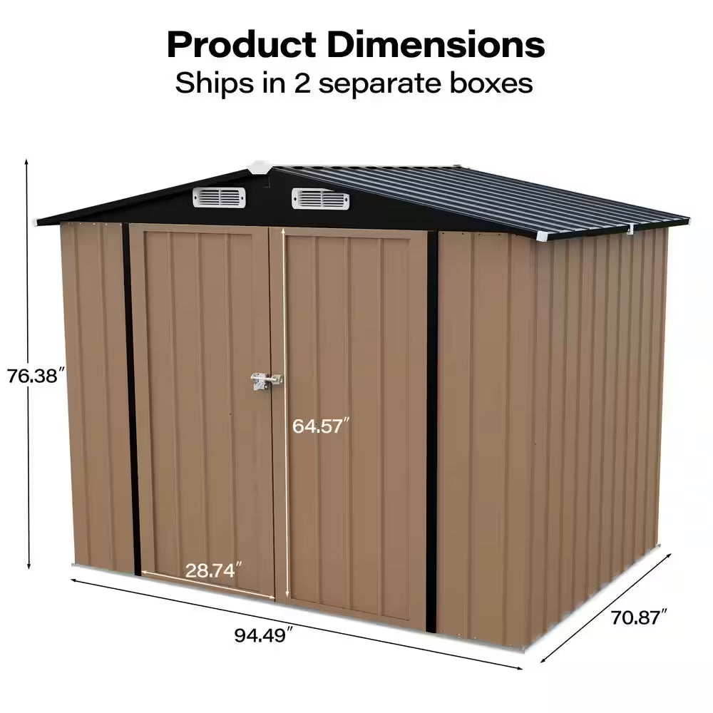 8 Ft. W X 6 Ft. D Metal Outdoor Storage Shed with Durable Double Doors (47 Sq Ft.)