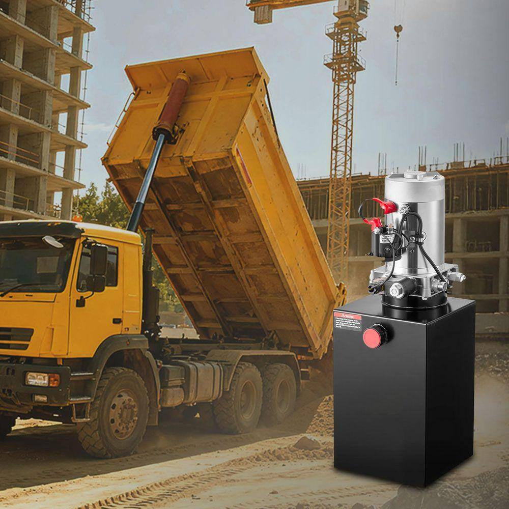 15 Qt. Hydraulic Power Unit, Single Acting Dump Trailer Pump, 3200 PSI Max Relief Pressure & 0.91 GPM Flow Rate, DC 12V