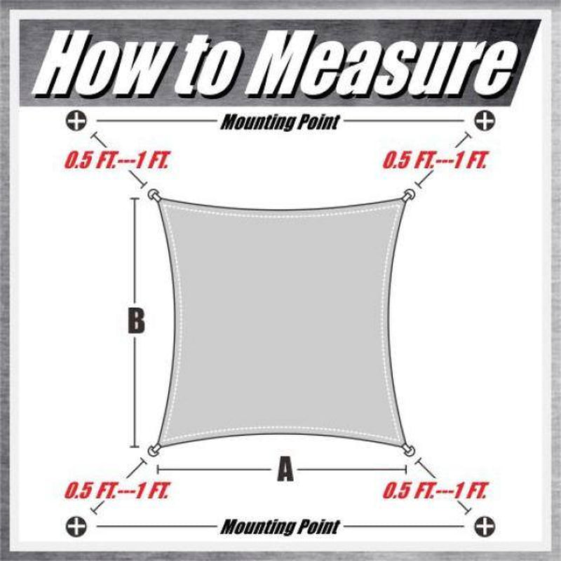 12 Ft. X 12 Ft. 190 GSM Grey Square Sun Shade Sail Screen Canopy, Outdoor Patio and Pergola Cover