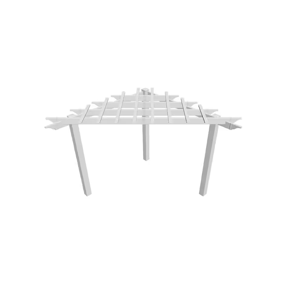96"L X 96"W X 94"H Vinyl Alcove Corner Pergola, White, VA42034