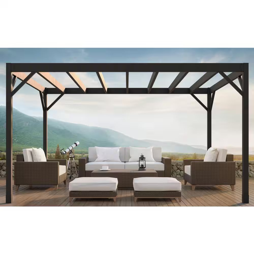 Evolution 10 Ft. X 14 Ft. Black Modern Heavy Duty Steel Pergola Kit