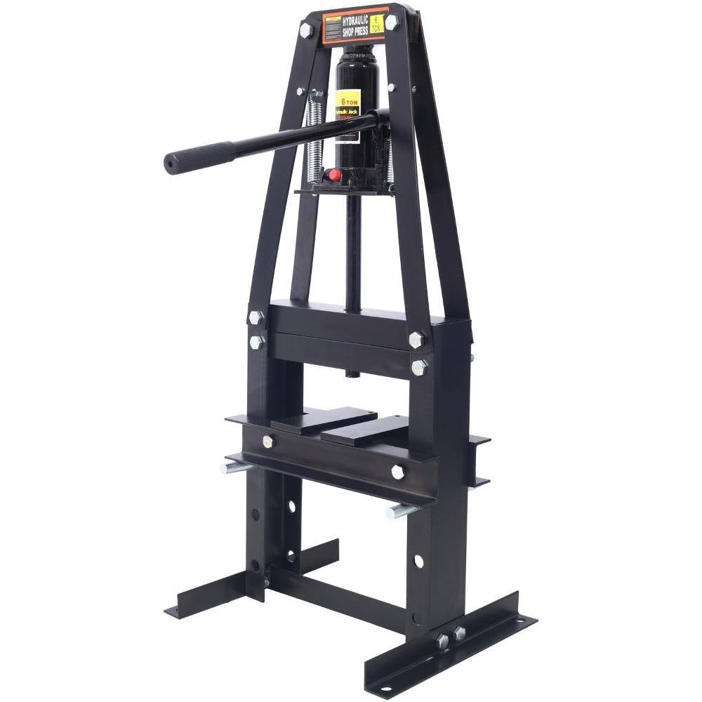 6-Ton Hydraulic Shop Press with Plates, Heavy-Duty A-Frame Garage Floor Press, Black