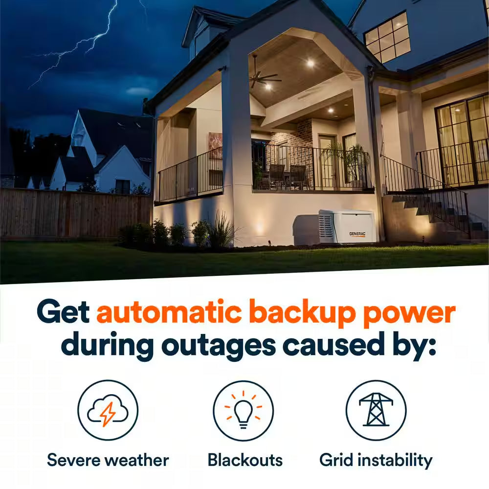 24Kw Air-Cooled Auto Start on Natural Gas or Propane Whole House Generator with Smart Mobile Monitoring