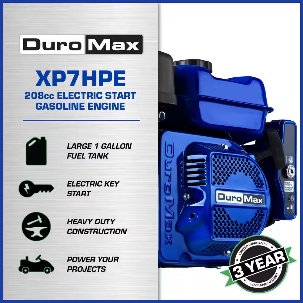 208Cc 3/4 In. Gasoline Multi-Purpose Horizontal Key Shaft Recoil/Electric Start Portable Engine 50-State