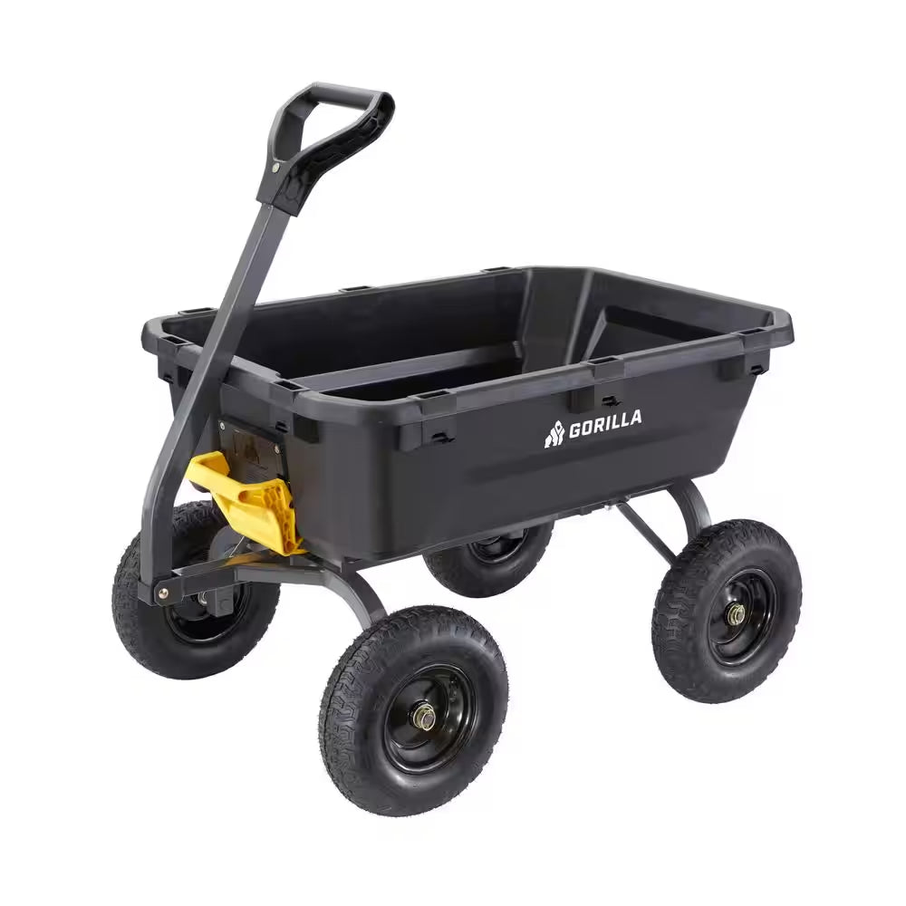 7 Cu. Ft. Heavy Duty Plastic Dump Garden Cart, 1200 Lbs. Capacity, Pull/Tow Handle Design