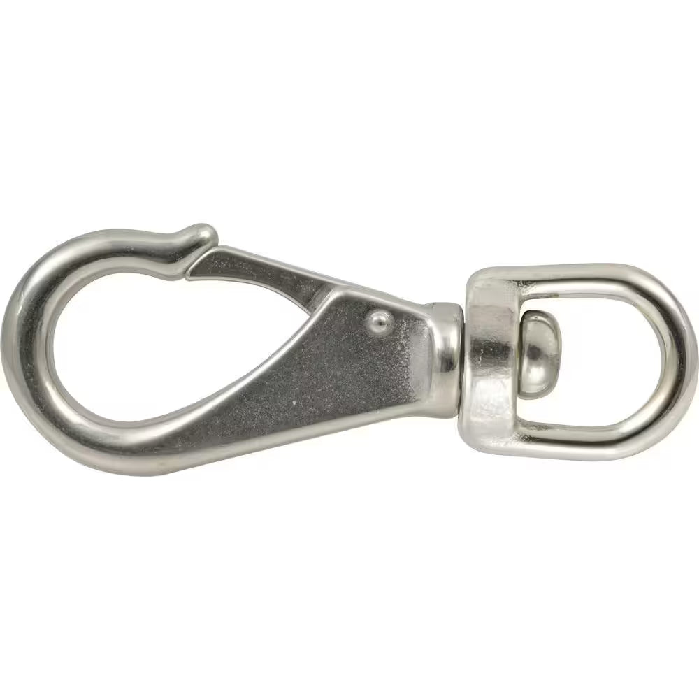 3/4 In. X 4-3/8 In. Stainless Steel round Swivel Eye Quick Snap (3-Pack)