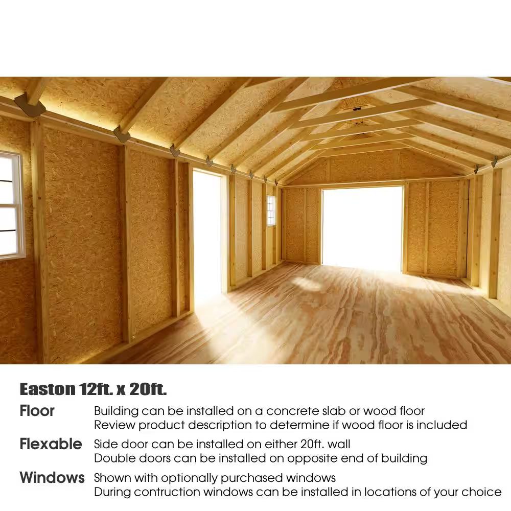 Shedquarters 12 Ft. X 20 Ft. Wood Shed Kit with Barn Doors, Extra Walk-In Door and Fortressfloor (240 Sq. Ft.)