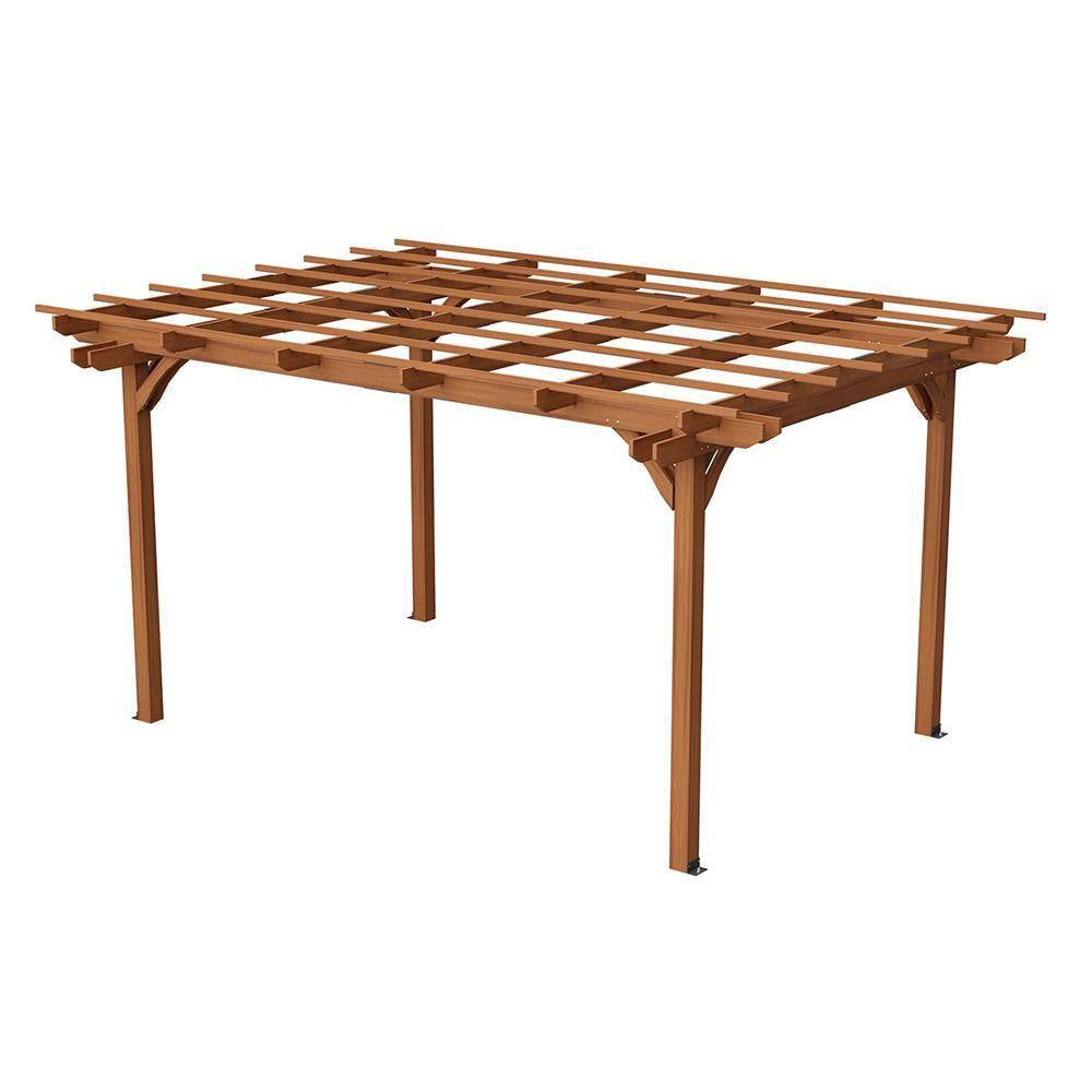 Brown 12 Ft. X 10 Ft. Outdoor Wood Pergola for Climbing Plant Support for Garden, Patio