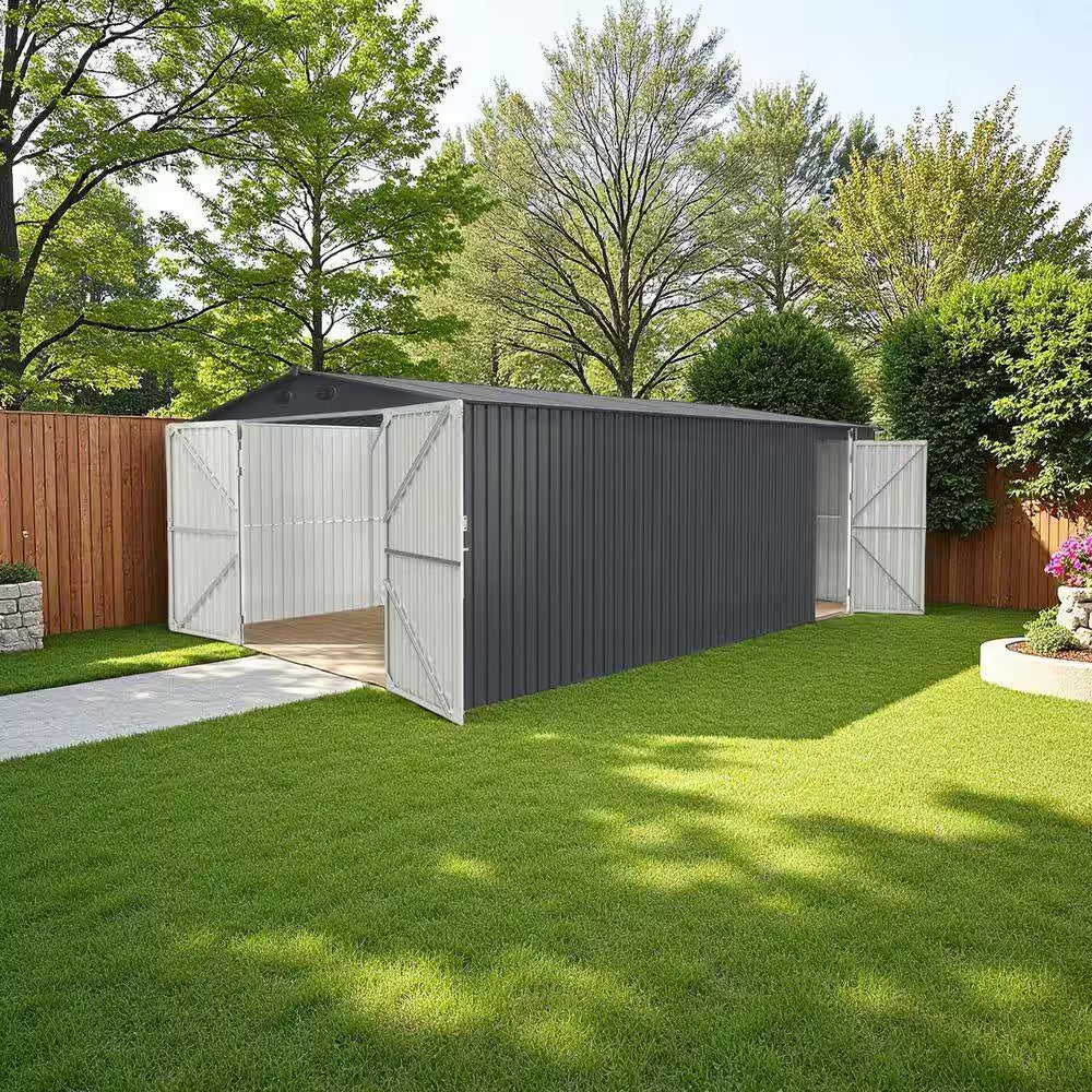 20 Ft.W X 13 Ft.D Outdoor Metal Storage Shed, Utility Tool House with 2 Doors, 4 Vents for Car,Truck, Gray (252 Sq. Ft.)