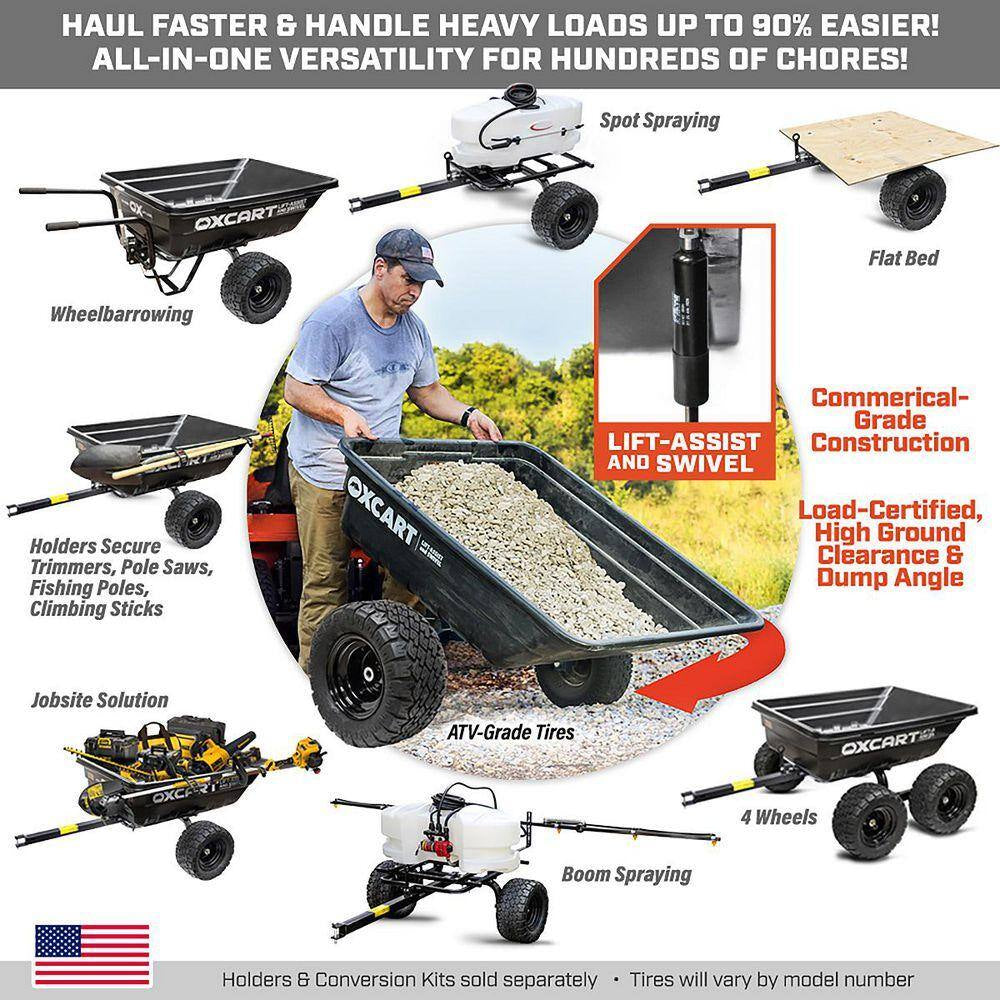 PRO-ATV Stockman 15 Cu. Ft. to 17 Cu. Ft. Lift-Assist and Swivel Dump Cart W Run-Flat ZTR MAG Tires