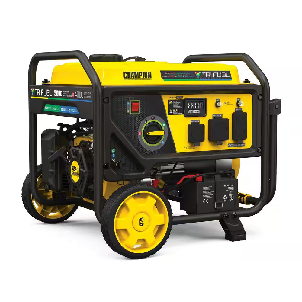 5000/4000-Watt Electric Start Tri Fuel Portable Generator with Free 3-Year Warranty for RV and Home