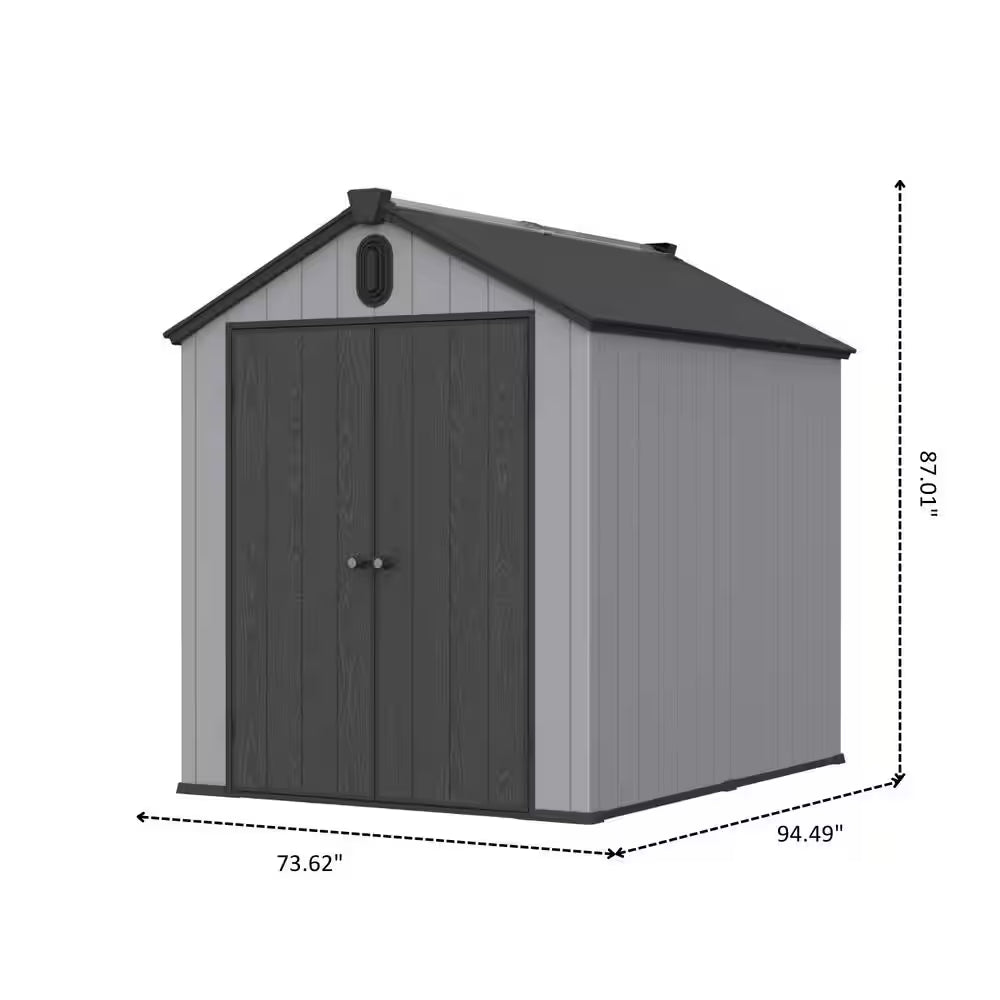 6 Ft. W X 8 Ft. D Outdoor Plastic Storage Shed with Double-Door, Plastic Floor for Backyard Garden (48 Sq. Ft.)