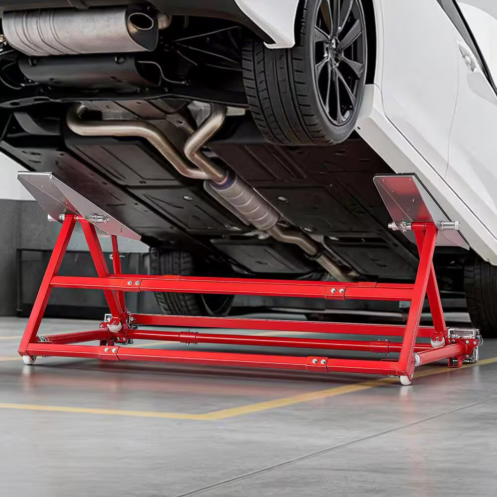 Portable Car Lift 4400 Lbs. Capacity, Durable Steel Construction with 23 In. Max Height, Adjustable Width and Wheels