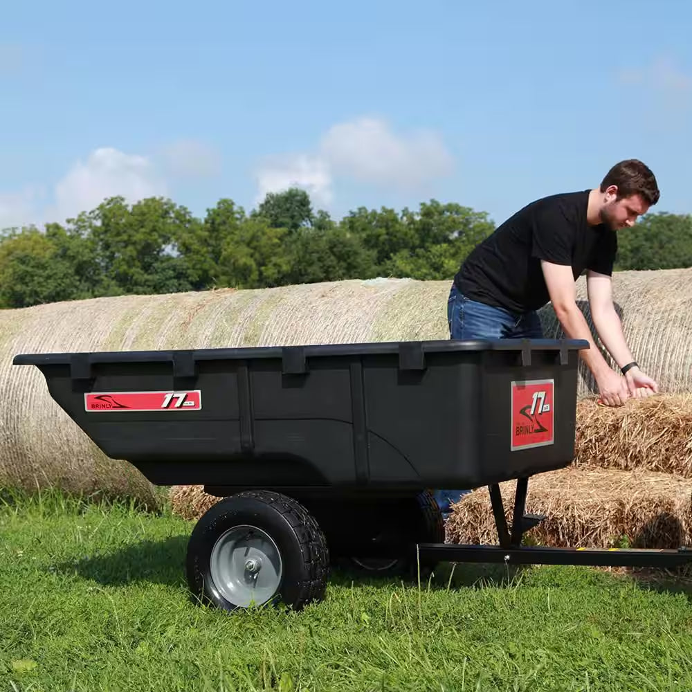 850 Lb. 17 Cu. Ft. Tow-Behind Poly Utility Cart with Durable Compression Molded Bed for Lawn Tractors & Zero-Turn Mowers