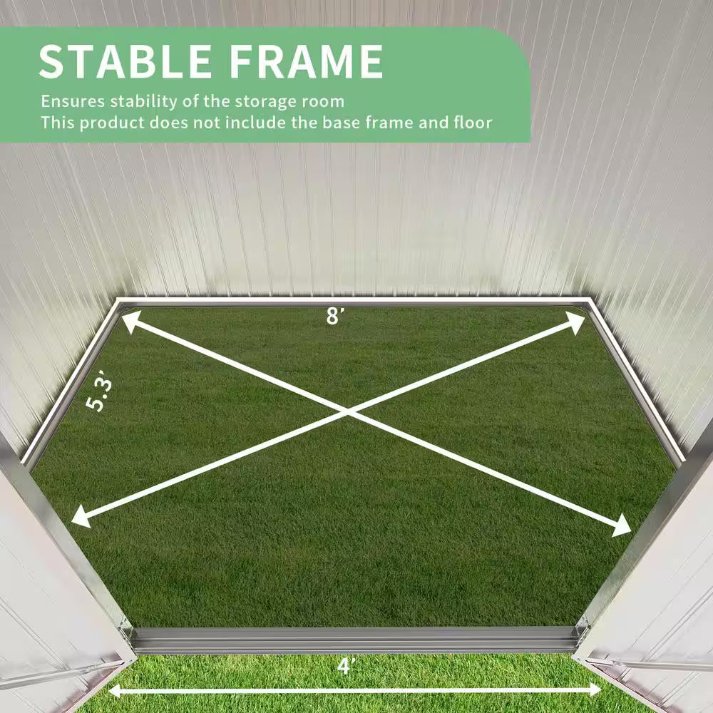 8 Ft. W X 6 Ft. D Metal Storage Shed with Vents and Lockable Door (43 Sq. Ft.)