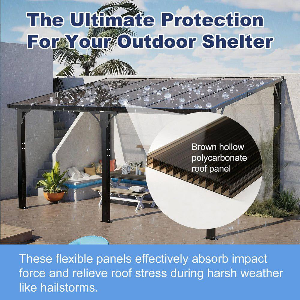 14 Ft. X 10 Ft. Outdoor Hardtop Gazebo Patio Pergola with Tinted Polycarbonate Roof