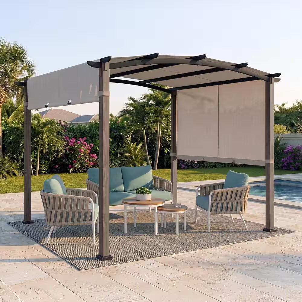 Clifton 10 Ft. X 10 Ft. Easy Assembly Tool Free Pergola with Privacy Shade