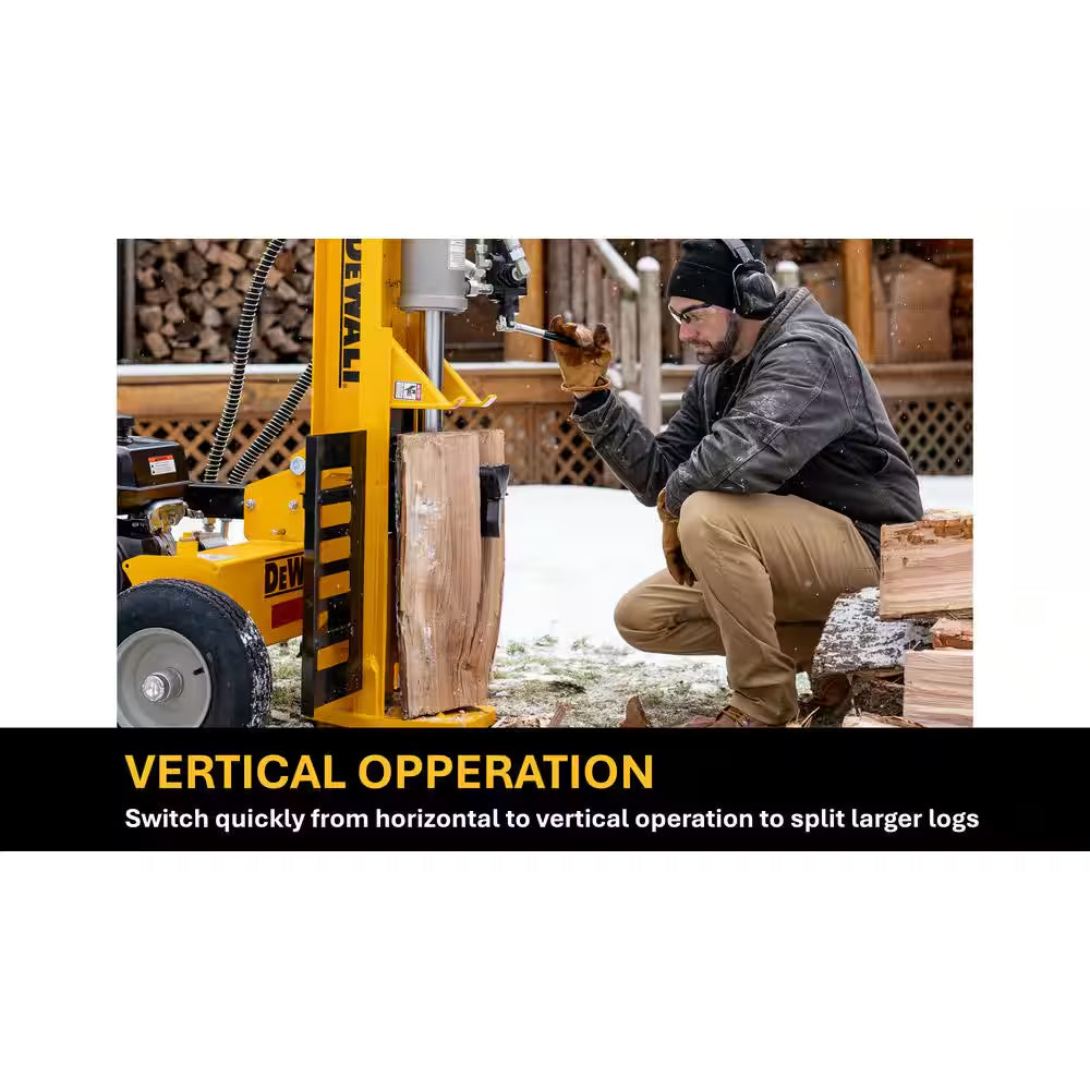 32 Ton 277Cc 9.5HP Kohler Engine Horizontal/Vertical Full Beam Hydraulic Log Splitter, Auto Return/Integrated Log Cradle