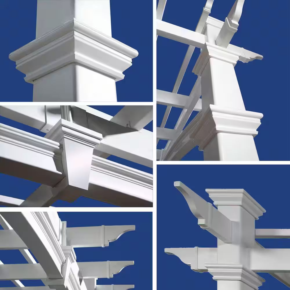 120"L X 120"W X 108"H Vinyl Venetian Pergola, White, VA42022