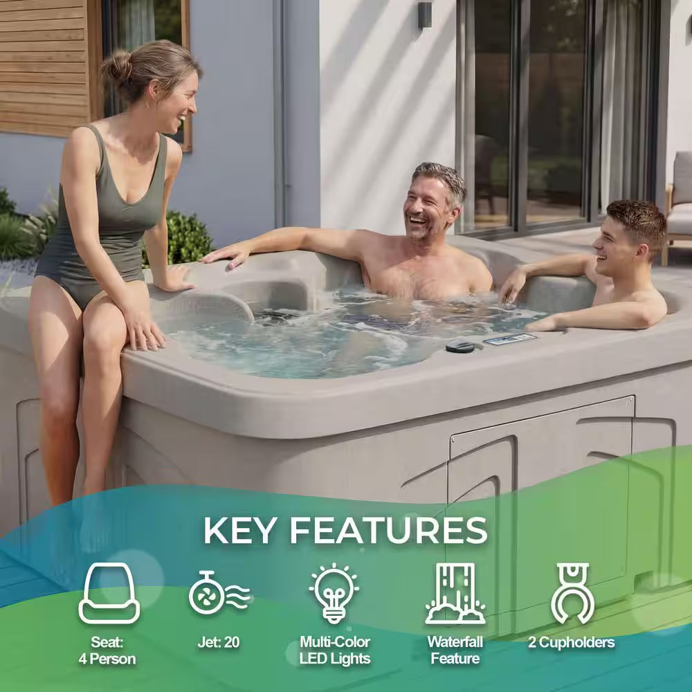 LS100DX 4-Person 20-Jet 110-Volt Plug and Play Spa with Waterfall