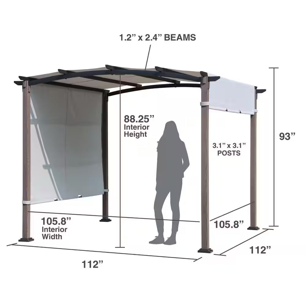 Clifton 10 Ft. X 10 Ft. Easy Assembly Tool Free Pergola with Privacy Shade