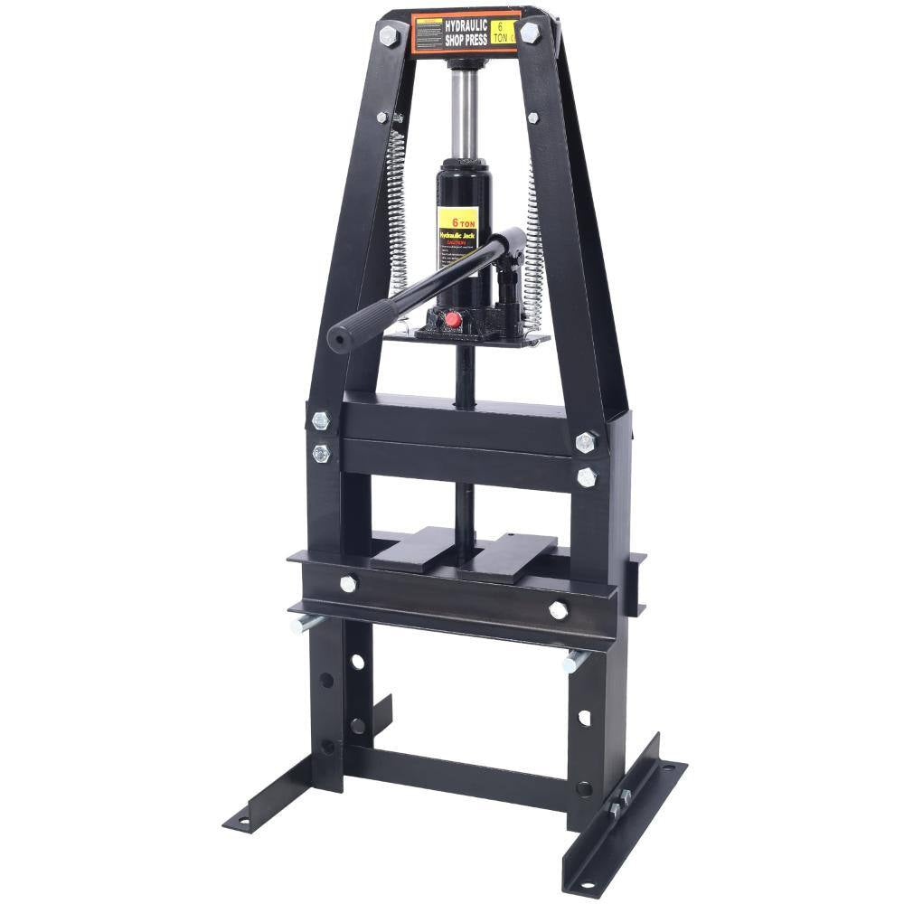 6-Ton Hydraulic Shop Press with Plates, Heavy-Duty A-Frame Garage Floor Press, Black