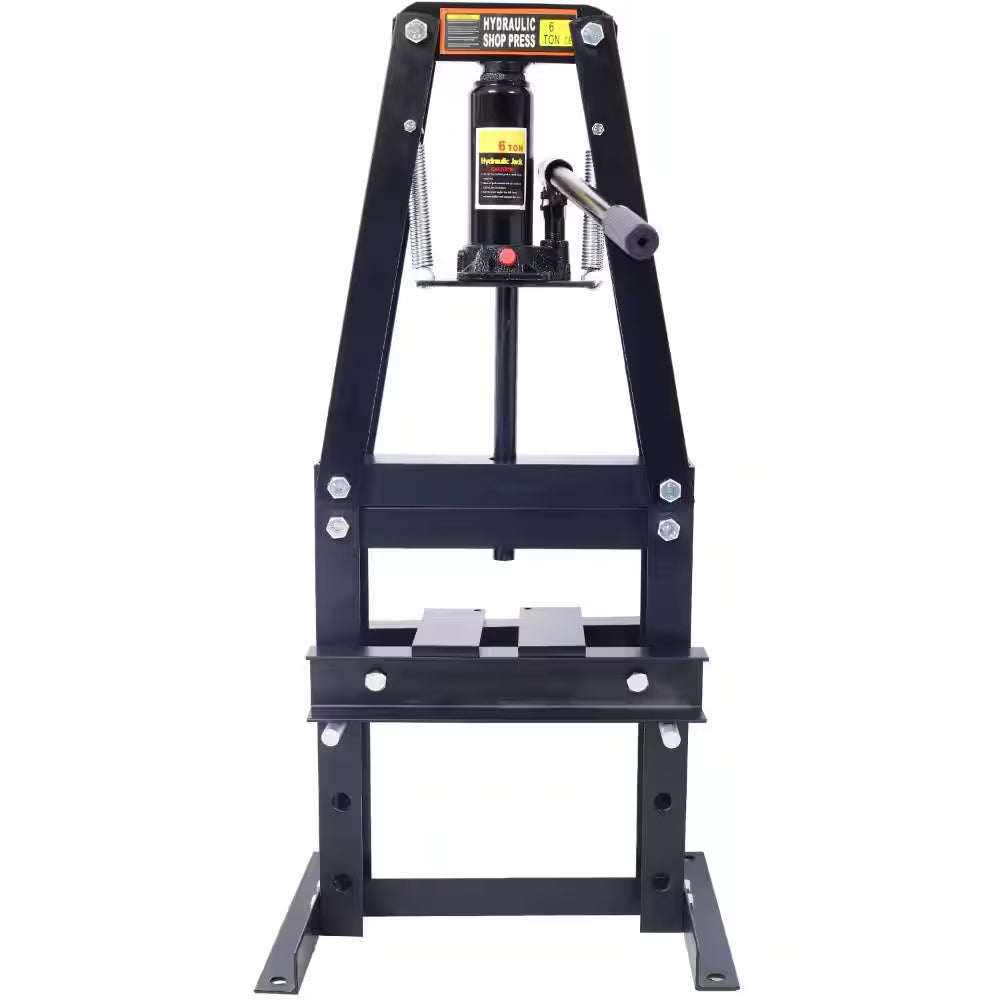 6-Ton Hydraulic Shop Press with Plates, Heavy-Duty A-Frame Garage Floor Press, Black