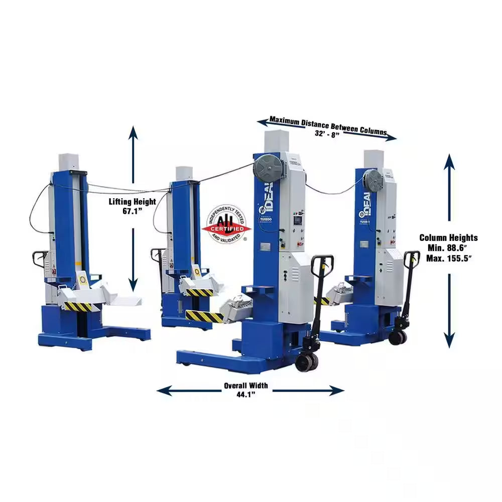 Ideal Mobile Column Car Lift, 2 Column Set, 36,000 Lbs. ALI Certified