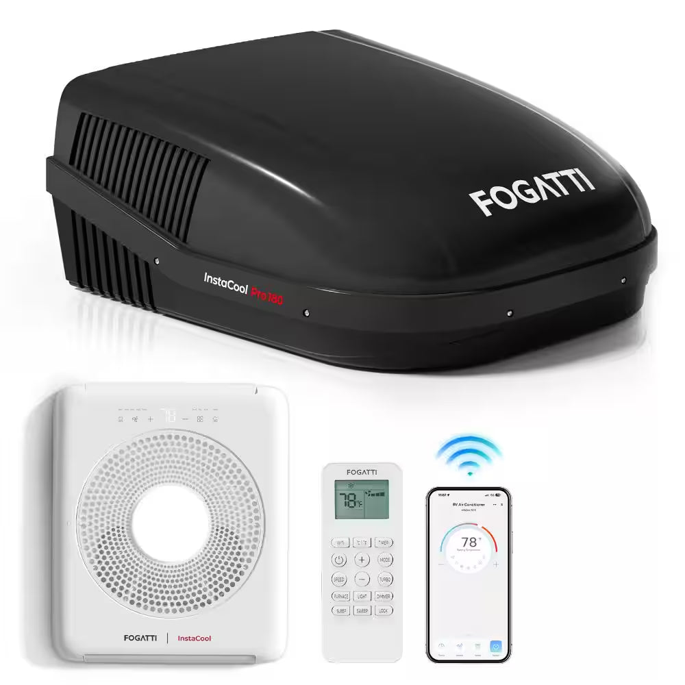 18000 BTU RV Air Conditioner, Ducted & Non-Ducted, Cool Only, LED ADB Smart Control, Black, 2-Year Warranty
