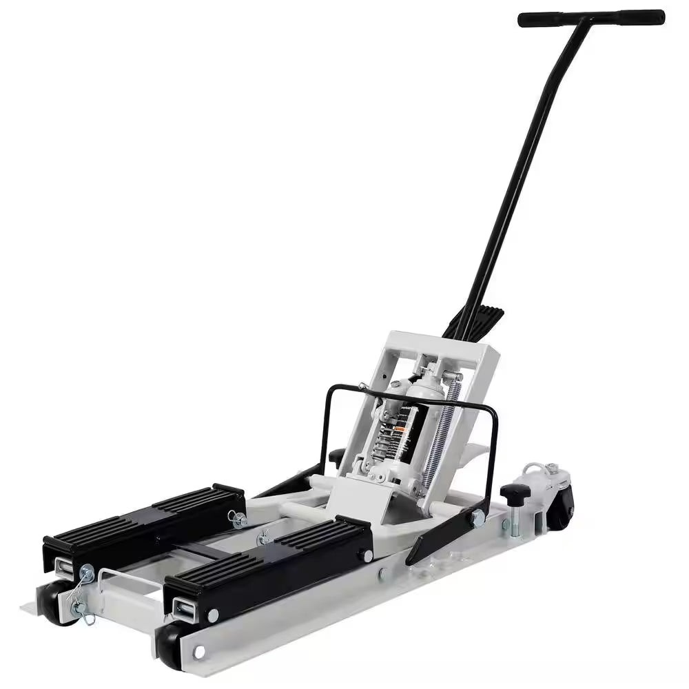 1500 LBS Capacity Gray Hydraulic ATV & Motorcycle Jack with 4 Wheels, Foot-Operated Hoist Stand, Maximum Lift 15 In. H
