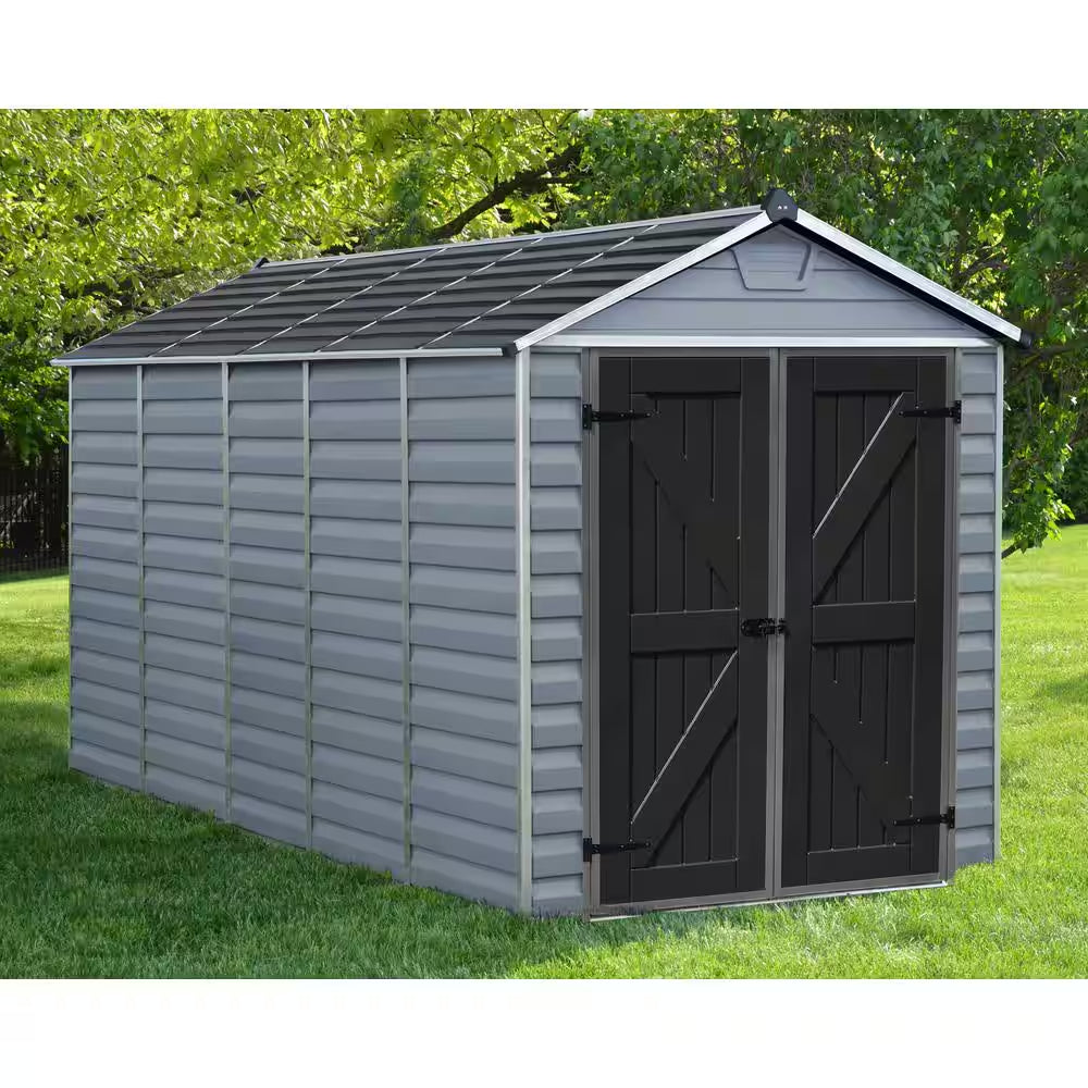 Skylight 6 Ft. W X 8 Ft. D Resin Plastic Outdoor Garden Storage Shed with Floor (45.2 Sq. Ft.) in Dark Gray Deco