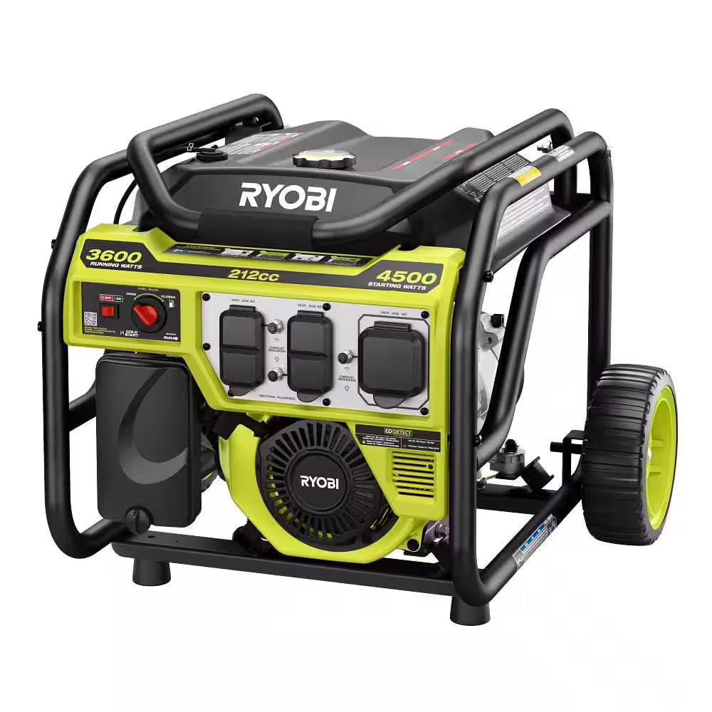 4500/3600-Watt Recoil Start Gas Powered Portable Generator with CO Detect Shutdown for Rv'S, Jobsites, and Storms