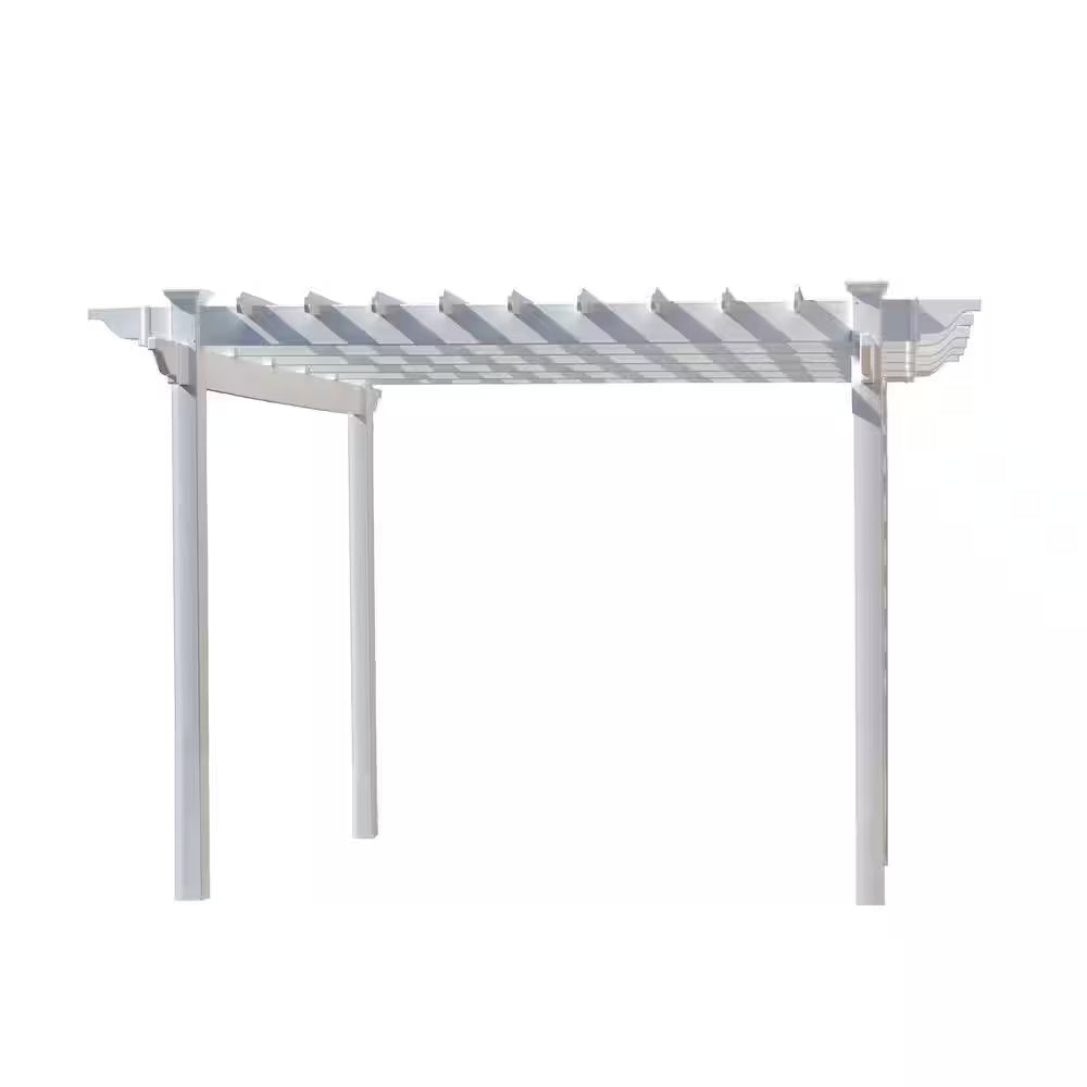 Queensbrook 7 Ft. 5 In. X 7 Ft. 5 In. White Vinyl Pergola