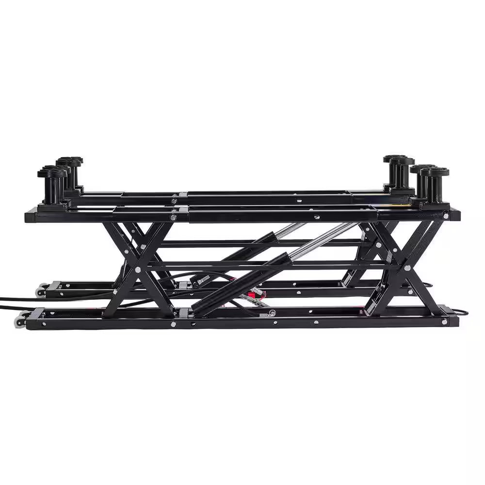 9000 Lbs. Portable Car Lift, Durable Steel Frame with 28 In. Max Height, 120-Volt Power Unit and Rubber Pads for Garage