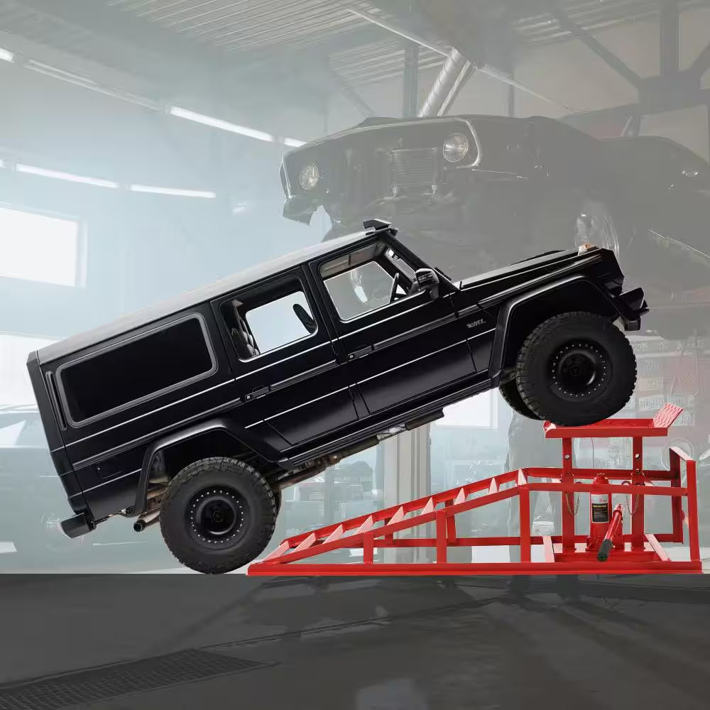 2 Pack 5 Ton Hydraulic Car Ramps, 10000 LBS Heavy Duty Steel Vehicle Lift, Adjustable Height 12.8-16.16 Inch Rust Resist