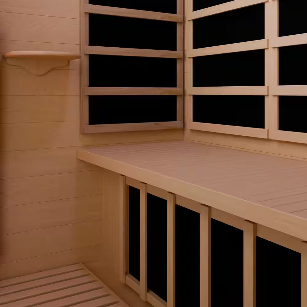 3-Person Infrared Heater Indoor Sauna with Red Light Therapy, Chromotherapy Lights,Wi-Fi Control, Black Canadian Hemlock