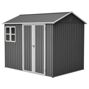 Metal 8 X 6 Ft. Steel Storage Shed with Window and Lockable Doors, Dark Gray for Garden Patio and Yard (43.69 Sq Ft)