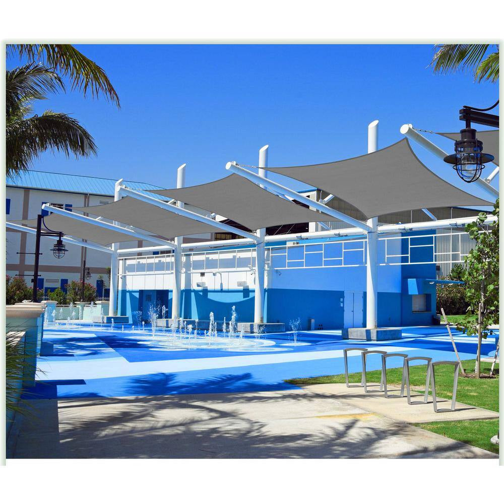 12 Ft. X 12 Ft. 190 GSM Grey Square Sun Shade Sail Screen Canopy, Outdoor Patio and Pergola Cover