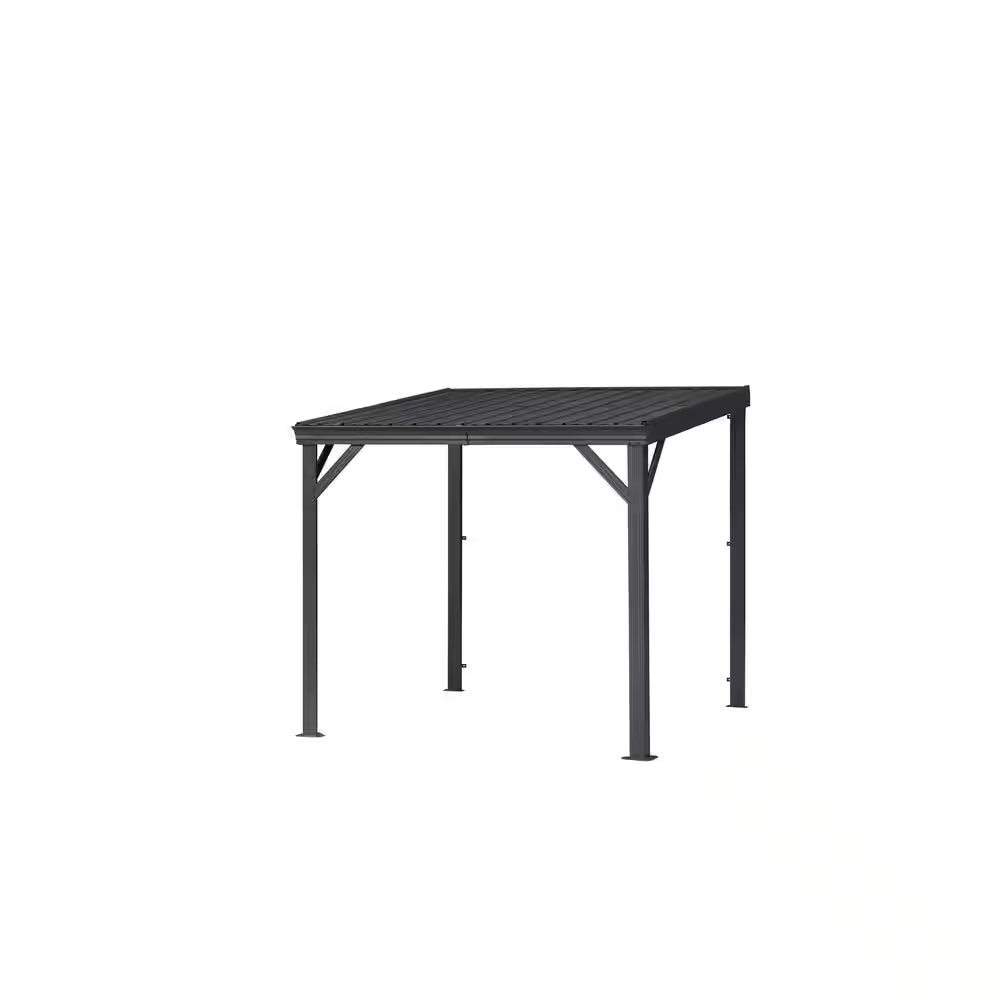 8 Ft. X 8 Ft. Gazebo Outdoor Expandable Wall Mounted Lean to Gazebo with Steel Metal Roof