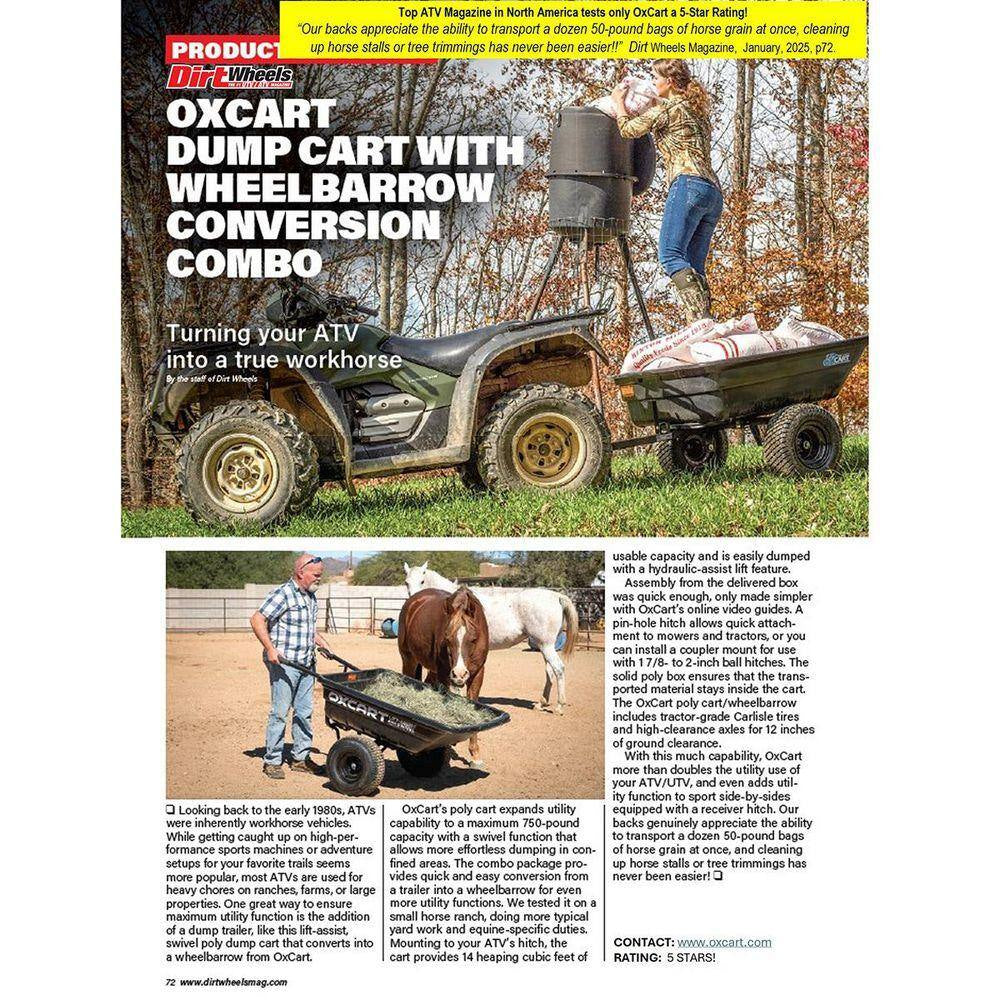 PRO-ATV Stockman 15 Cu. Ft. to 17 Cu. Ft. Lift-Assist and Swivel Dump Cart W Run-Flat ZTR MAG Tires