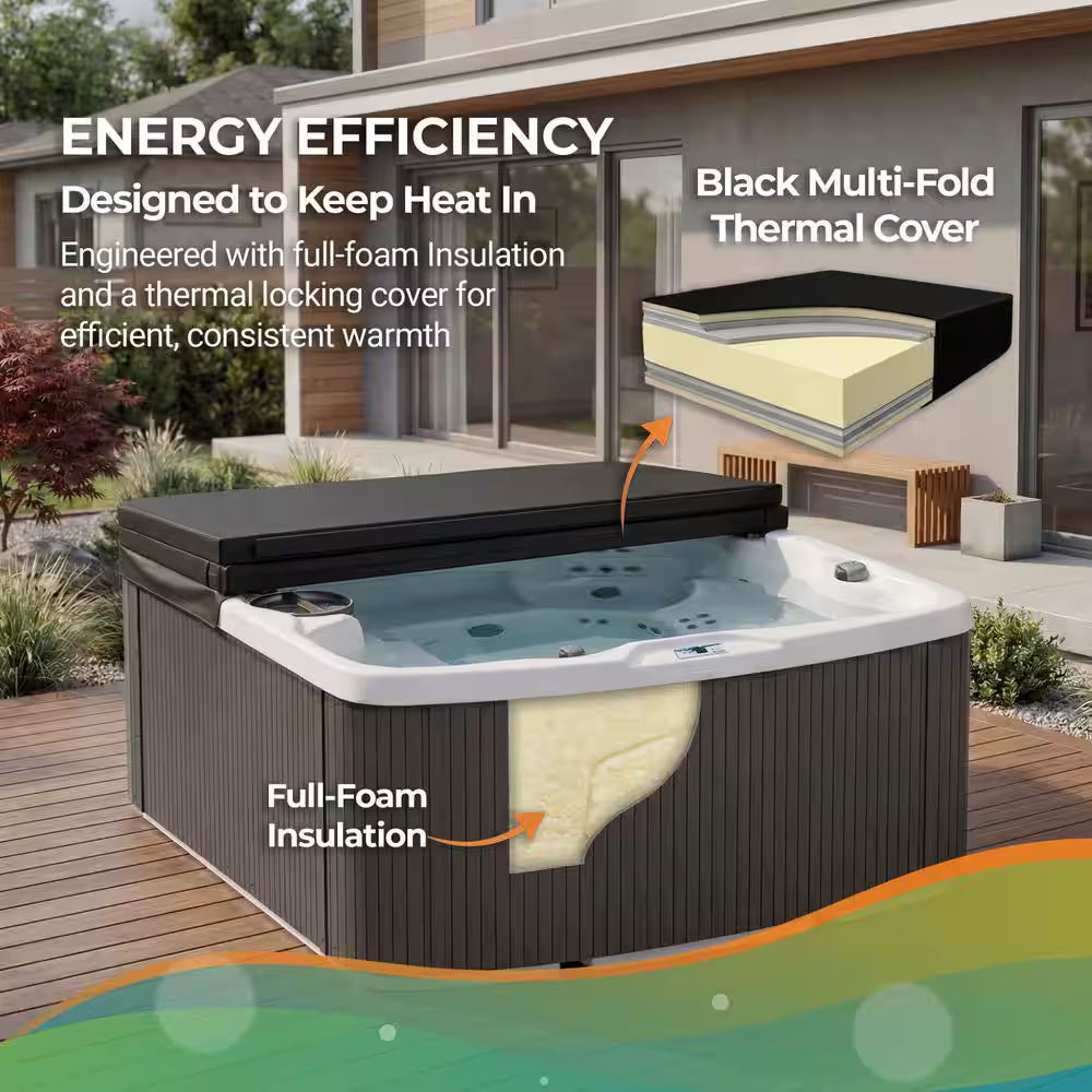 Leganza 6-Person 90-Jet 230V Hot Tub in Arctic White/Coastal Gray with Lounge Seating